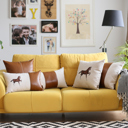 18X18" 2-piece Country Embroidered Horse Boho Throw Pillow Cover Solid Beige & Brown Square & Lumbar for Couch, Bedding
