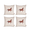 18X18" 4-piece Country Embroidered Horse Boho Throw Pillow Cover Solid Beige & Brown Square & Lumbar for Couch, Bedding