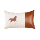 12X20" Single Country Embroidered Horse Boho Throw Pillow Cover Solid Beige & Brown Square & Lumbar for Couch, Bedding