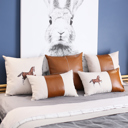 12X20" 2-piece Country Embroidered Horse Boho Throw Pillow Cover Solid Beige & Brown Square & Lumbar for Couch, Bedding