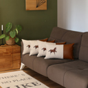 12X20" 4-piece Country Embroidered Horse Boho Throw Pillow Cover Solid Beige & Brown Square & Lumbar for Couch, Bedding
