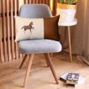 12X20" 2-piece Country Embroidered Horse Mixed Boho Sets Throw Pillow Covers Vegan Faux Leather Solid Beige & Brown Square & Lumbar for Couch, Bedding