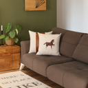 18X18" 2-piece Country Embroidered Horse Mixed Boho Sets Throw Pillow Covers Vegan Faux Leather Solid Beige & Brown Square & Lumbar for Couch, Bedding