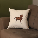 18X18" 4-piece Country Embroidered Horse Mixed Boho Sets Throw Pillow Covers Vegan Faux Leather Solid Beige & Brown Square & Lumbar for Couch, Bedding