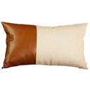 Brown & Ivory - 12x20 Single Boho Decorative Throw Pillow Cover Vegan Faux Leather Solid Lumbar & Square for Couch, Bedding