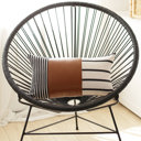 Brown & Ivory - 12x20 Single Boho Decorative Throw Pillow Cover Vegan Faux Leather Geometric Lumbar & Square for Couch, Bedding