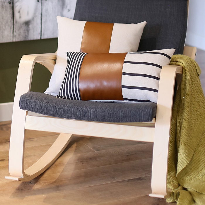 Boho Decorative Throw Pillow Cover Vegan Faux Leather Geometric Lumbar & Square for Couch, Bedding