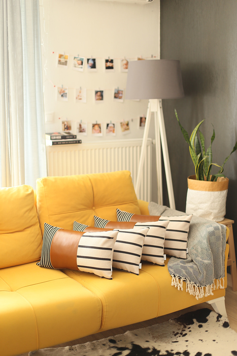 Boho Decorative Throw Pillow Cover Vegan Faux Leather Geometric Lumbar & Square for Couch, Bedding