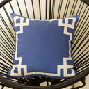 Square 20" x 20" Blue & White Decorative Geometric Single Throw Pillow Cover for Couch, Bedding