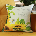 Design 1 Single Decorative Fall Thanksgiving Throw Pillow Cover Sunflowers 18" x 18" Lumbar & Square for Couch, Bedding