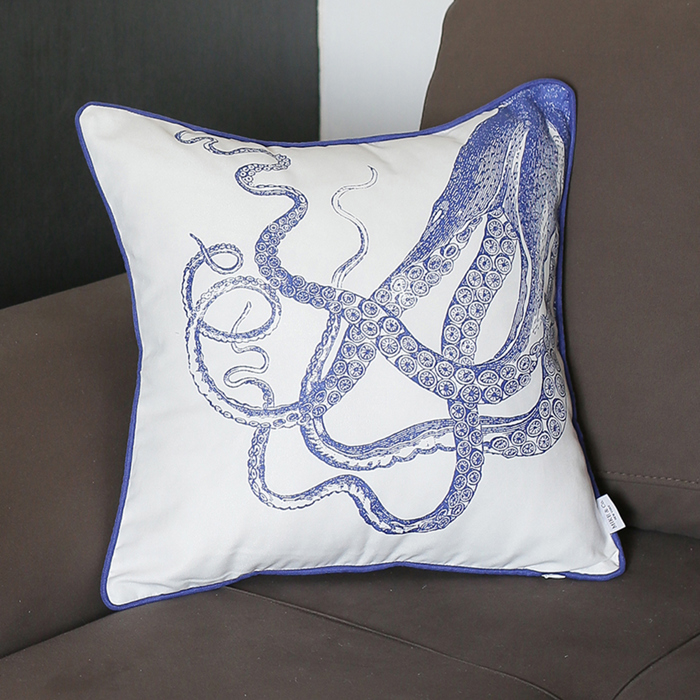 Nautical Coastal Decorative Throw Pillow Cover 18" in. x 18" in. Square 
