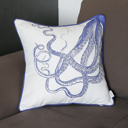 Octopus Single Nautical Coastal Decorative Throw Pillow Cover 18" in. x 18" in. Square 