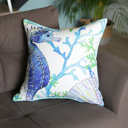 Seahorse Single Nautical Coastal Decorative Throw Pillow Cover 18" in. x 18" in. Square 
