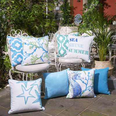 Nautical Coastal Decorative Throw Pillow Cover 18" in. x 18" in. Square 