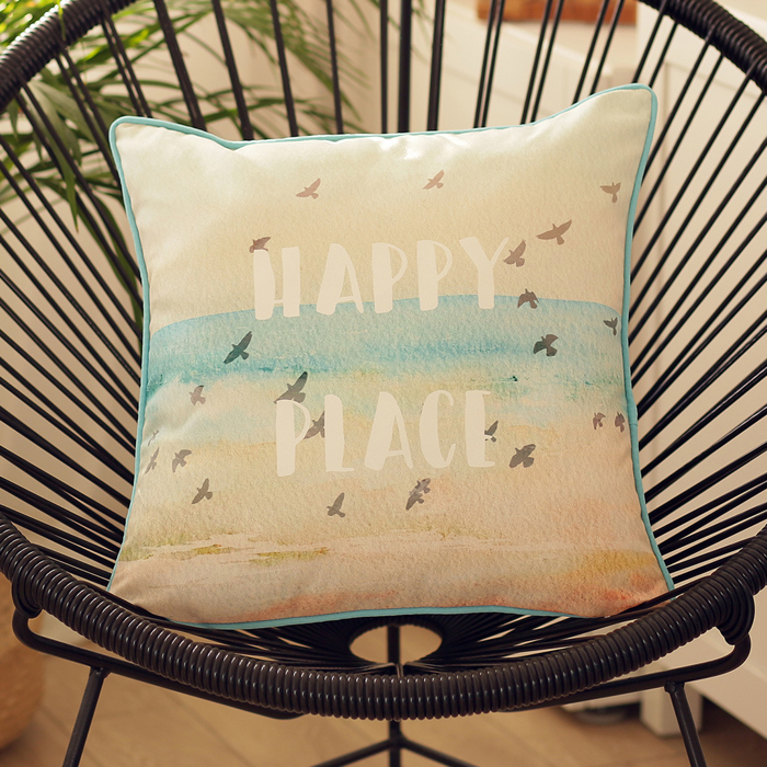 Nautical Coastal Decorative Throw Pillow Cover 18" in. x 18" in. Square 