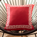 Red, White - 18x18 Single Decorative Throw Pillow Cover Greek Key Square & Lumbar for Couch, Bedding