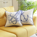 Octopus & Anchor 2-piece Nautical Coastal Decorative Sets of Throw Pillow Covers 18" in. x 18" in. Square