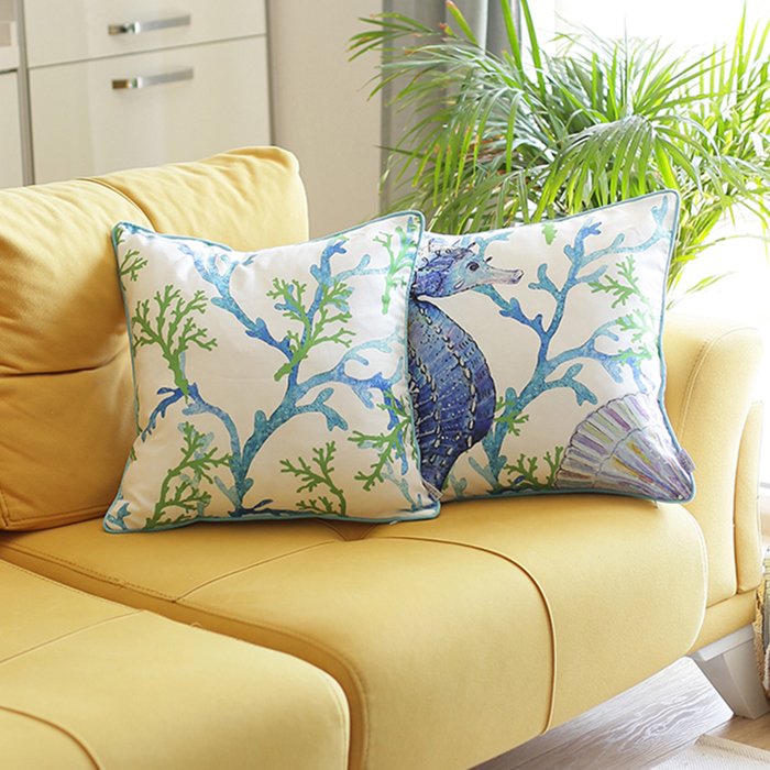 Nautical Coastal Decorative Sets of Throw Pillow Covers 18" in. x 18" in. Square