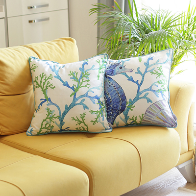 Nautical Coastal Decorative Sets of Throw Pillow Covers 18" in. x 18" in. Square