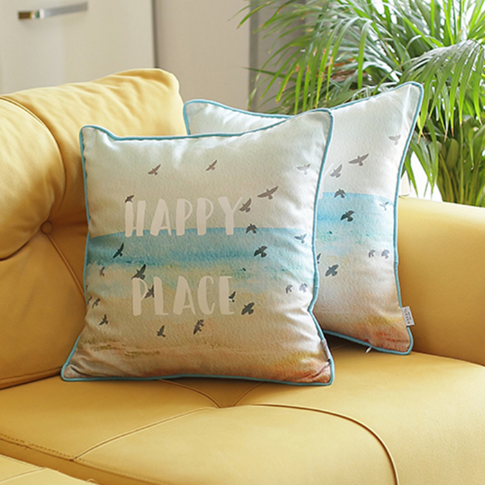 Nautical Coastal Decorative Throw Pillow Cover 18" in. x 18" in. Square 