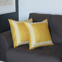 Yellow, White - 18x18 2-piece Decorative Throw Pillow Cover Greek Key Square & Lumbar for Couch, Bedding