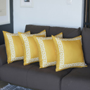 Yellow, White - 20x20 4-piece Decorative Throw Pillow Cover Greek Key Square & Lumbar for Couch, Bedding