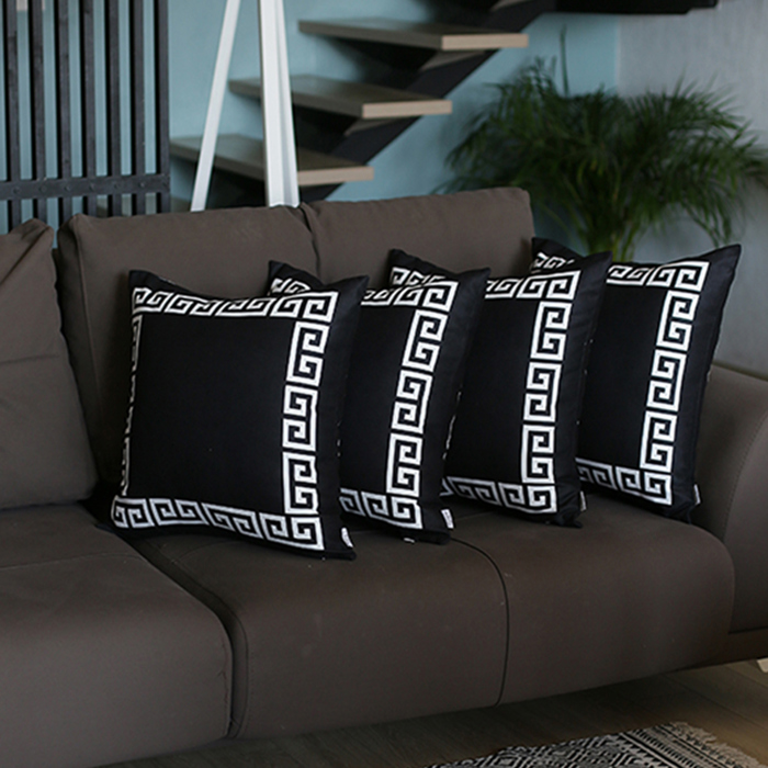 Decorative Throw Pillow Cover Greek Key Square & Lumbar for Couch, Bedding