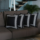 Black, White - 20x20 4-piece Decorative Throw Pillow Cover Greek Key Square & Lumbar for Couch, Bedding