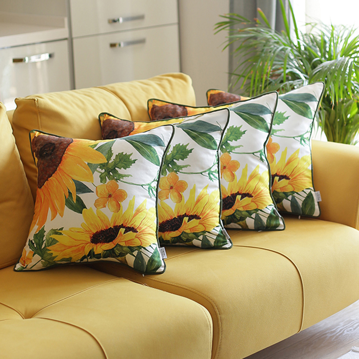 Decorative Fall Thanksgiving Throw Pillow Cover Sunflowers 18" x 18" Lumbar & Square for Couch, Bedding