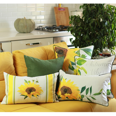 Decorative Fall Thanksgiving Throw Pillow Cover Sunflowers 18" x 18" Lumbar & Square for Couch, Bedding