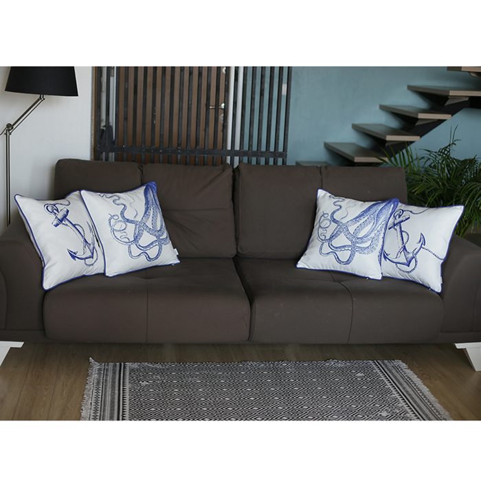 Nautical Coastal Decorative Sets of Throw Pillow Covers 18" in. x 18" in. Square