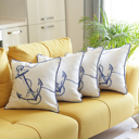 Anchor 4-piece Nautical Coastal Decorative Throw Pillow Cover 18" in. x 18" in. Square 