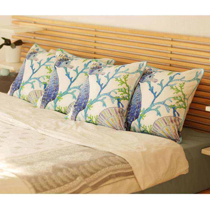 Nautical Coastal Decorative Throw Pillow Cover 18" in. x 18" in. Square 