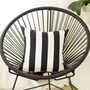 Black Single Decorative Geometric Stripe Throw Pillow Cover 18" in. x 18" in. Square for Couch, Bedding