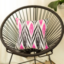 Black & Pink Geometric Decorative Throw Pillow Cover 18" in. x 18" in.  Square for Couch, Bedding