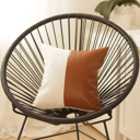  Boho Decorative Throw Pillow Cover Vegan Faux Leather Solid Lumbar & Square for Couch, Bedding
