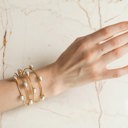  Women Gold-Plated Boho Bracelet, Gold-tone Cuff with Shell Pearl, Bohemian Style Trendy & Adjustable Bangle Elegant Fashion Jewelry