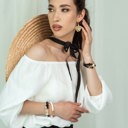  Women Gold-Plated Boho Bracelet Set 3Pcs, White Flat Round Beads & Elephant, Shell Pearl & Gold-tone Long Beads, Onyx & Shell Pearl, Bohemian Style Trendy & Adjustable Elegant Fashion Jewelry