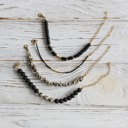  Women Gold-Plated Boho Bracelet Set 4Pcs, Jasper & Lava Stone, Flat Round Beads & Star Pendant, Jasper Stone, Black Beads & Gold-tone Bead, Bohemian Style Trendy & Adjustable Elegant Fashion Jewelry