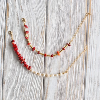 Women Gold-Plated Boho Bracelet Set 2Pcs, Bohemian Trendy & Adjustable Stylish Fashion Jewelry