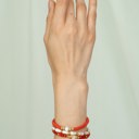  Women Gold-Plated Boho Bracelet Set 3Pcs, Orange Beads & Shell Pearl, Red Beads & Square Zircon Pendant, Long Shell Pearl & Gold-tone Beads, Bohemian Style Trendy & Adjustable Elegant Fashion Jewelry