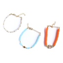  Women Gold-Plated Boho Bracelet Set 3Pcs, Long Shell Pearl & Beads, Blue Beads & Snowflake, Orange Round Flat Beads & Multi Color Fish, Bohemian Style Trendy & Adjustable Elegant Fashion Jewelry