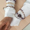  Women Gold-Plated Boho Bracelet Set 3Pcs, Amethyst & Long Gold-tone Beads, Citrine & Bead, Amethyst & Stone Pendant, Bohemian Style Trendy & Adjustable Elegant Fashion Jewelry