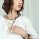  Women Gold-Plated Boho Layered Necklace Set 3Pcs, Beads with Round Pendant, Mother of Pearl with Star Pendant, Half Chain & Lapis & Round Pendant, Bohemian Trendy & Adjustable Stylish Fashion Jewelry