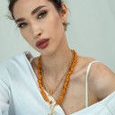  Women Gold-Plated Boho Layered Necklace Set 3Pcs, Ball Chain with Orange Bead, Chain with Round Pendant, Orange Beads with Leaf Pendant, Bohemian Trendy & Adjustable Stylish Fashion Jewelry