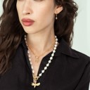  Women Gold-Plated Boho Layered Necklace Set 2Pcs, Chain with Heart Pendant, Ivory Simulated Pearl with Bird Pendant, Bohemian Trendy & Adjustable Stylish Fashion Jewelry