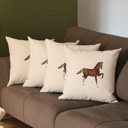 18X18" 4-piece Country Embroidered Horse Boho Throw Pillow Cover Solid Beige & Brown Square & Lumbar for Couch, Bedding
