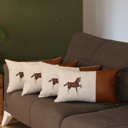12X20" 4-piece Country Embroidered Horse Boho Throw Pillow Cover Solid Beige & Brown Square & Lumbar for Couch, Bedding