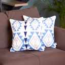 Blue; White; Purple - 18x18 2-piece Ikat Lumbar 12"x 20" & Square 18"x 18" Boho Throw Pillow Covers Sets