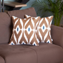 Brown - 18x18 2-piece Ikat Lumbar 12"x 20" & Square 18"x 18" Boho Throw Pillow Covers Sets
